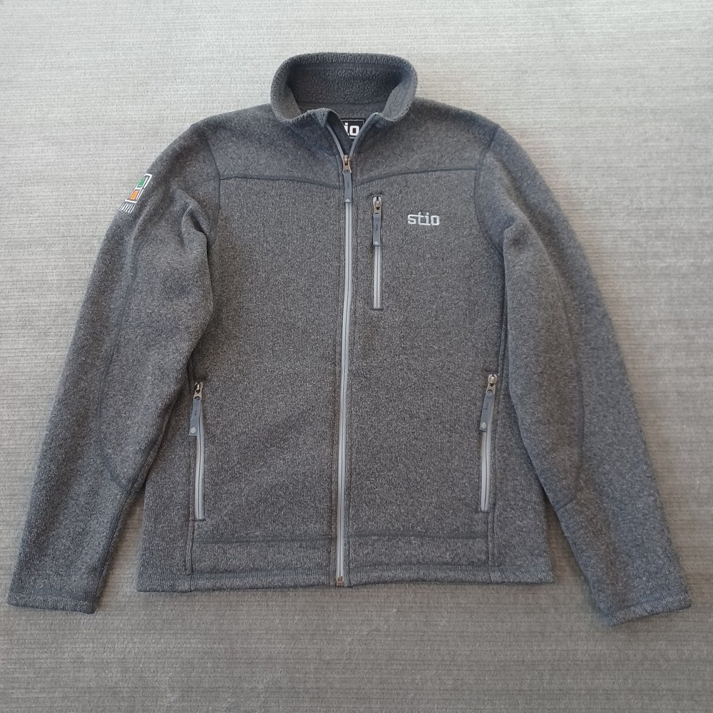 Stio Wilcox Fleece Jacket Men M Gray Full Zip Mock Neck Casual Golf Stretch Logo